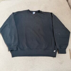 Vintage 1990s Russell Athletic Blank Crewneck Sweatshirt Black XL V-Stitch 90s